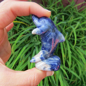 Sodalite Crystal Dolphin Carving