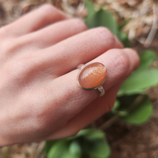 Sunstone Ring Sterling Silver Size 7.25