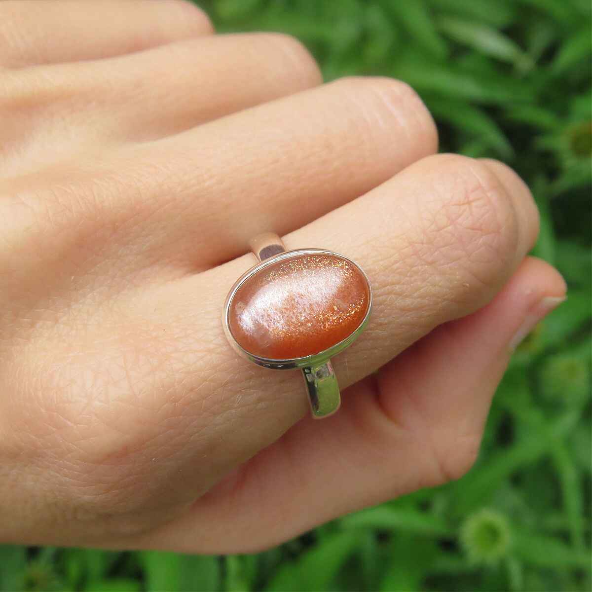 Sunstone Ring in Sterling Silver