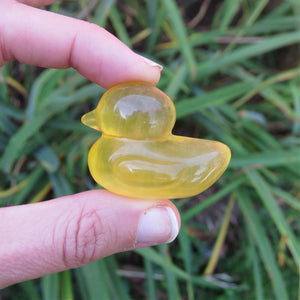 Yellow Crystal Duck Figurine in Fluorite