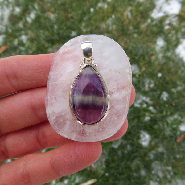 Rainbow Fluorite Pendant Sterling Silver